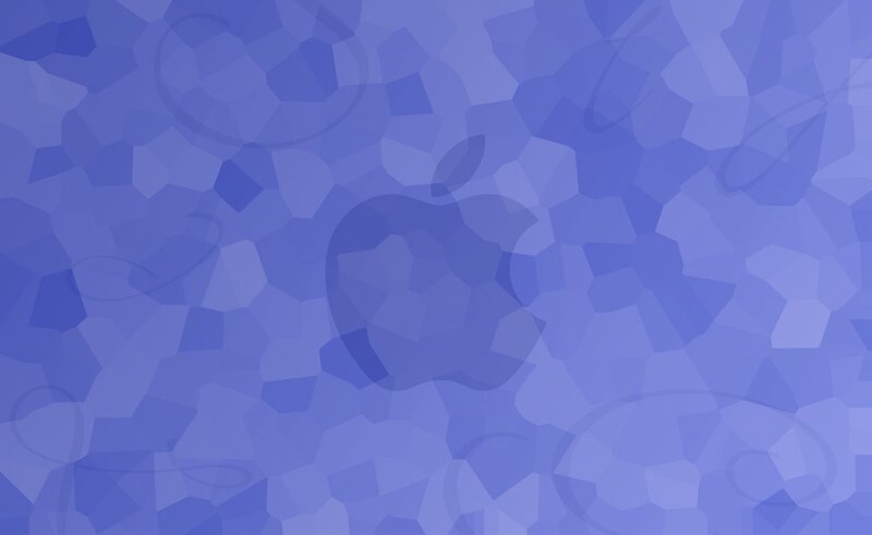 blue geometric pattern with apple logo