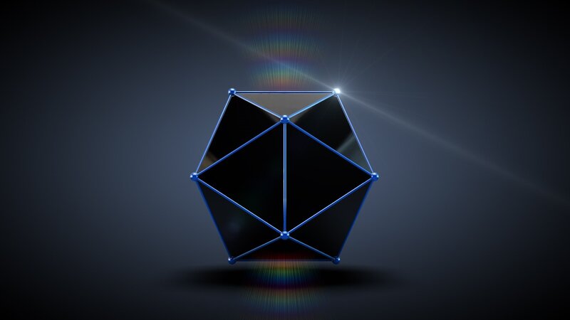 blue geometric shape with light