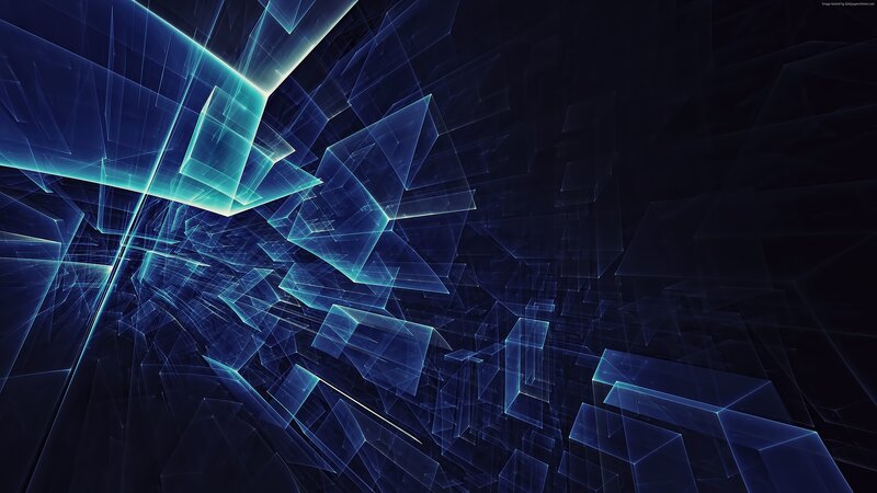 Blue Geometric Shapes — Abstract, Digital Art, Geometric Shapes