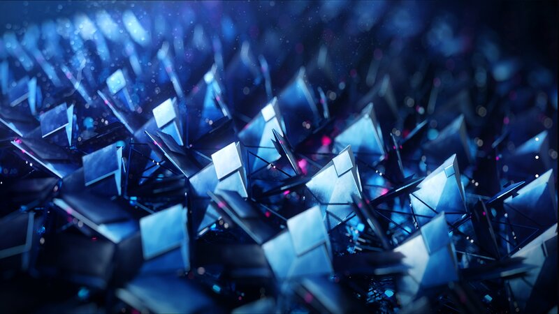 Blue Geometric Shapes — Dark, 3d Render
