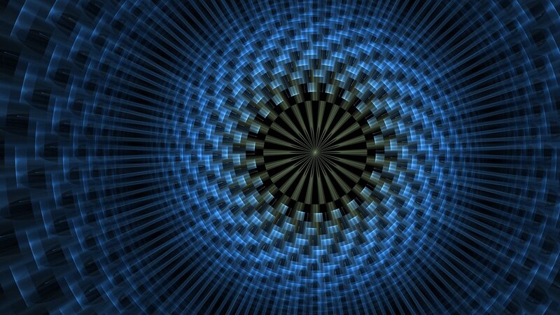 Blue Geometric Spiral Pattern — Hypnotic