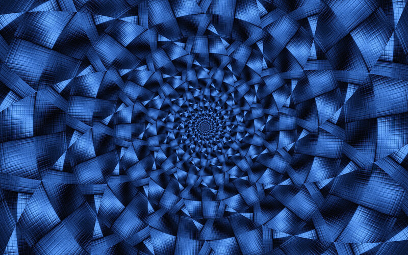 blue geometric spiral pattern