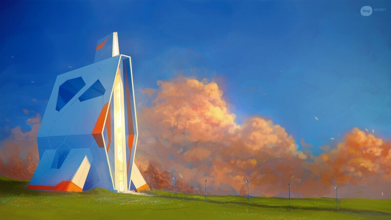Blue Geometric Structure — Dramatic