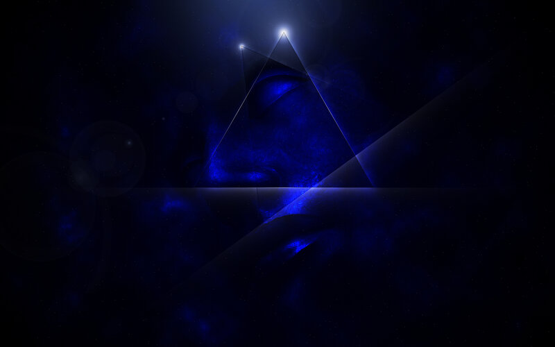 Blue geometric triangle in space