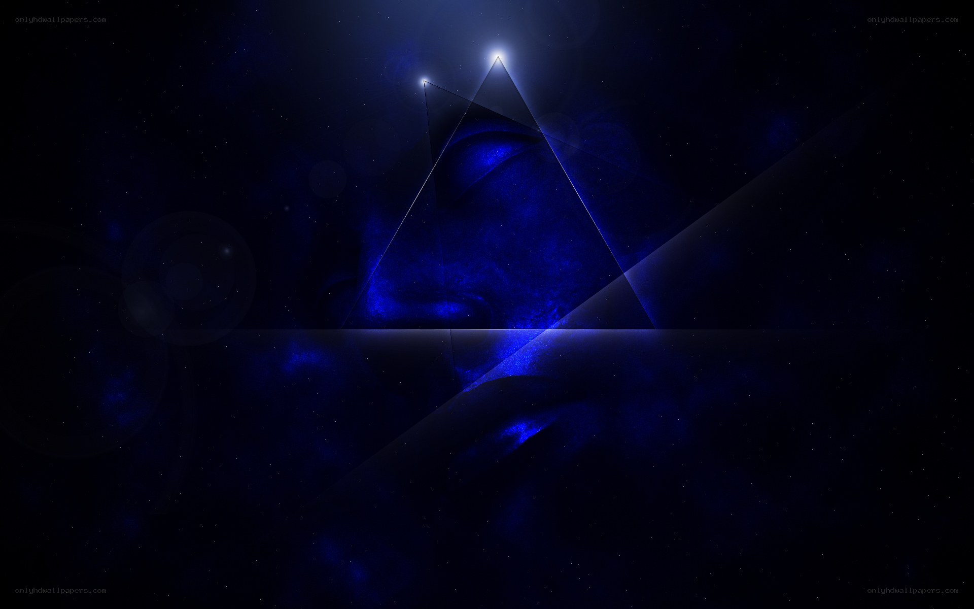 Blue geometric triangle in space