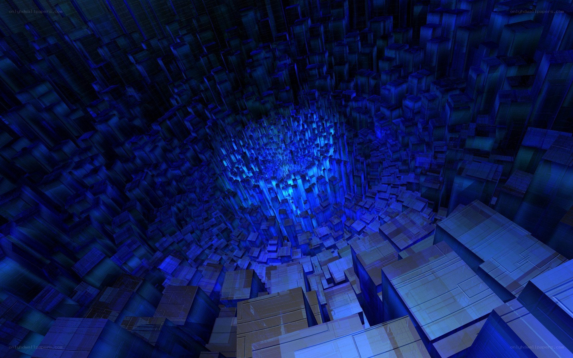 blue geometric tunnel