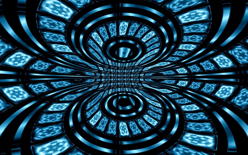 blue geometric tunnel