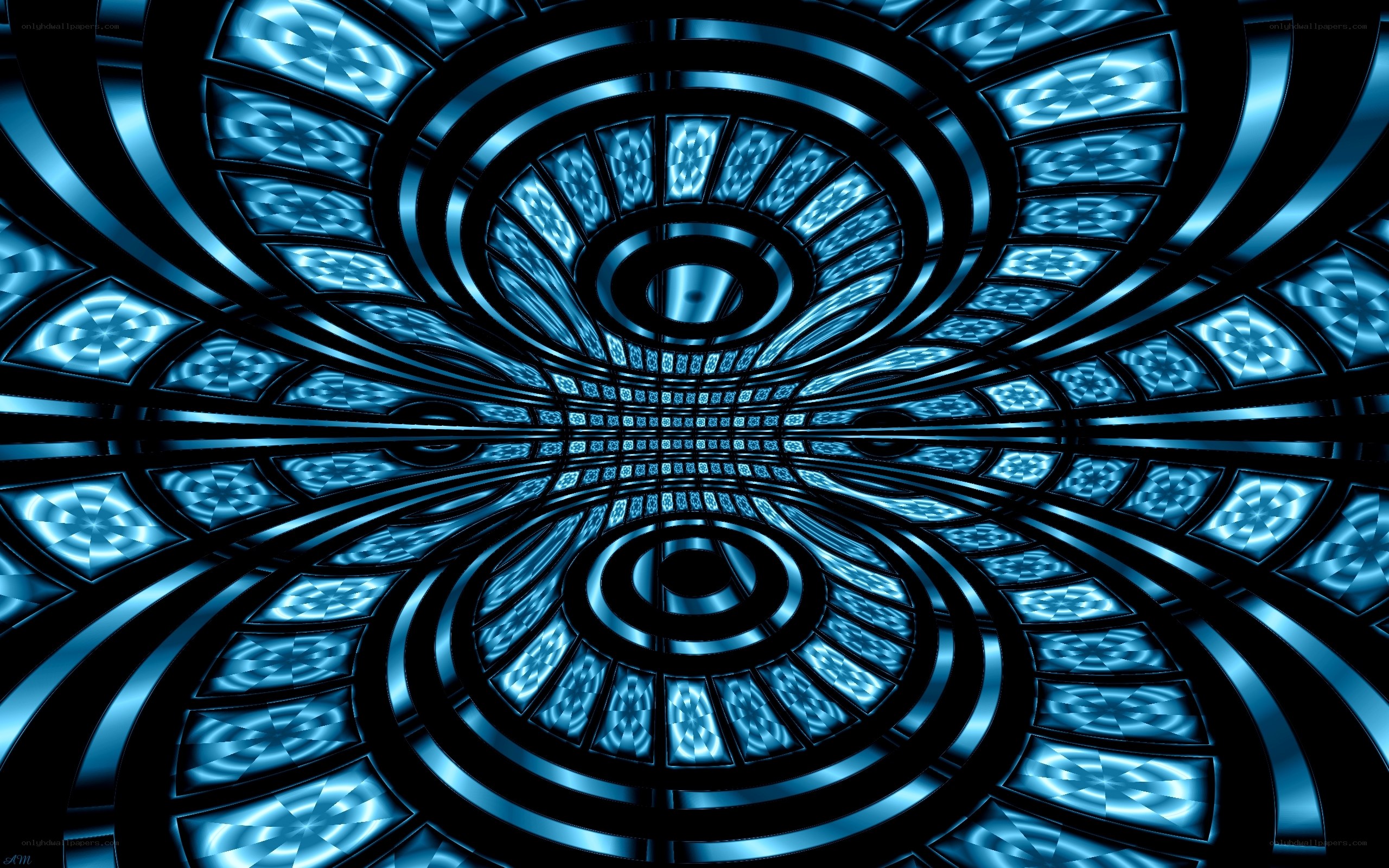 blue geometric tunnel