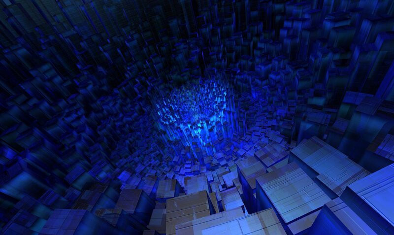blue geometric tunnel