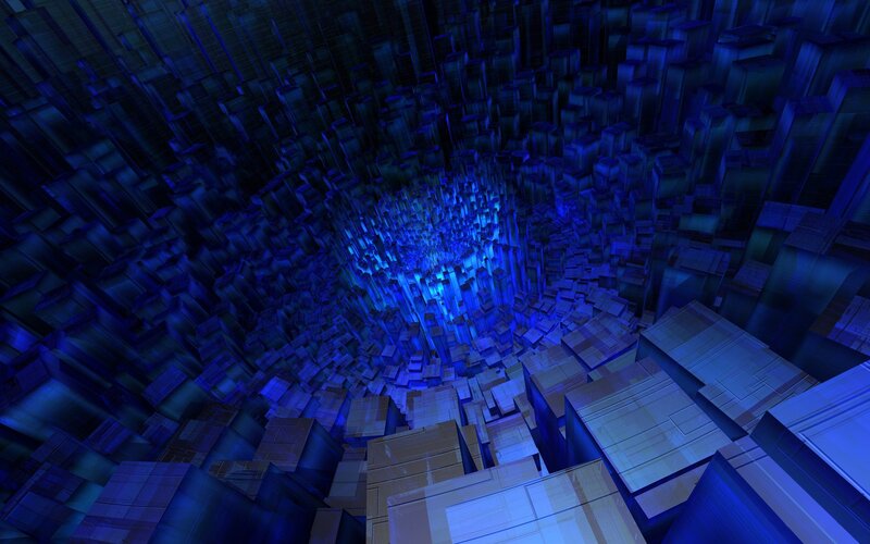 Blue Geometric Tunnel — Dark