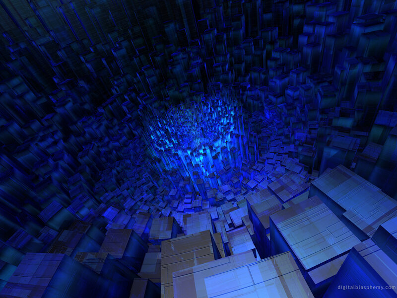 Blue Geometric Tunnel — Dramatic