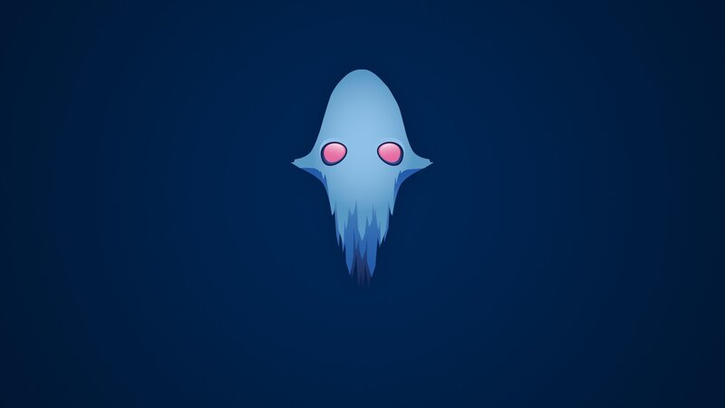 Blue Ghost with Pink Eyes
