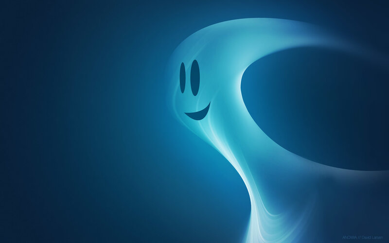 blue ghost with smile