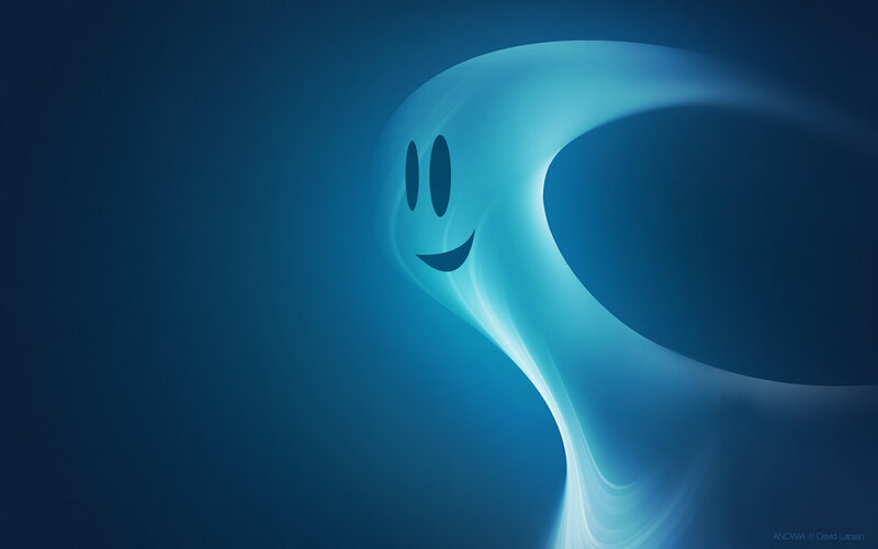 blue ghost with smile