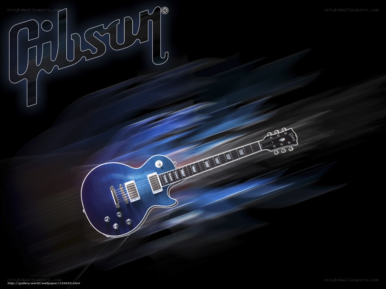 Blue Gibson electric guitar
