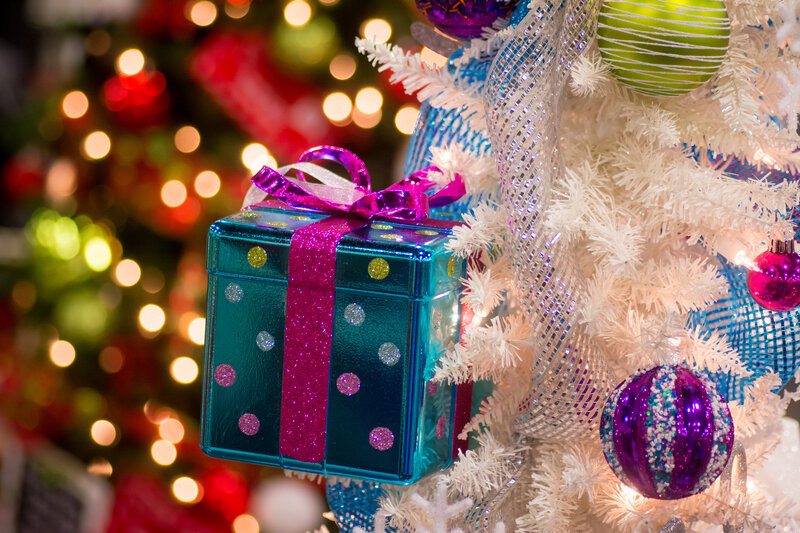 Blue Gift Box on Tree
