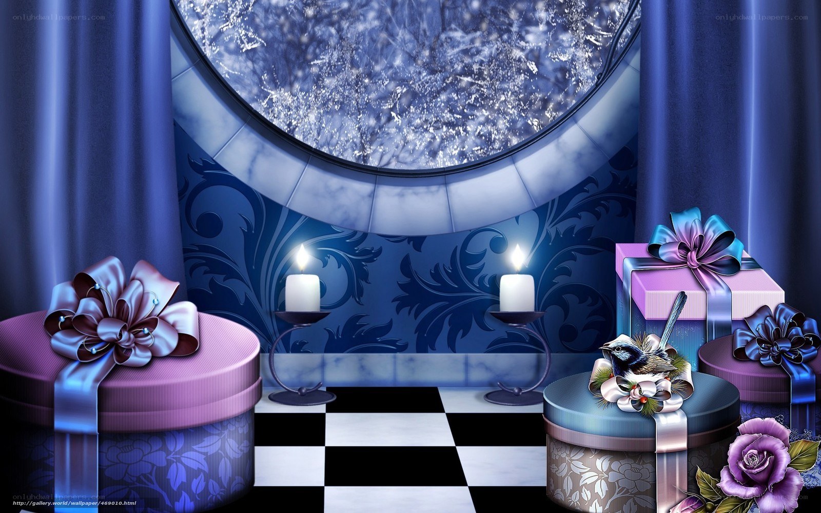 Blue gift box scene