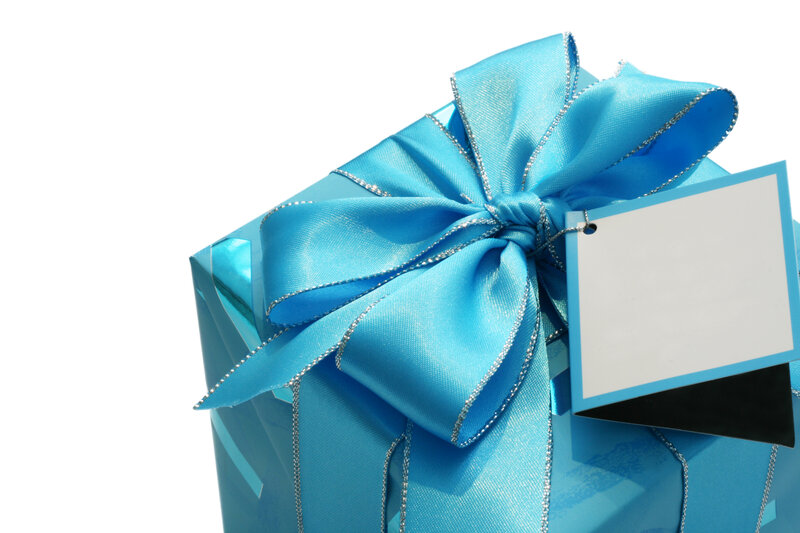 Blue Gift Box with Bow — Festive
