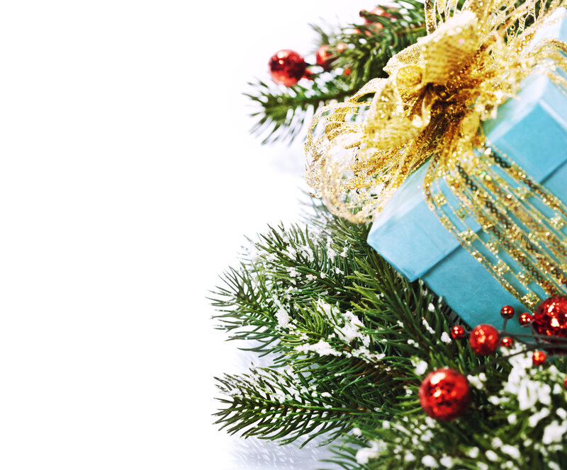 Blue Gift Box with Bow — Green