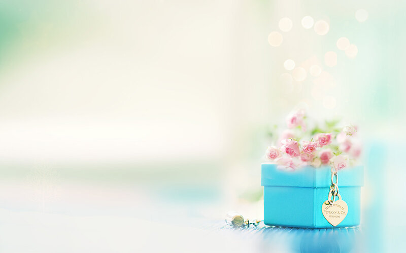 Blue Gift Box with Flowers