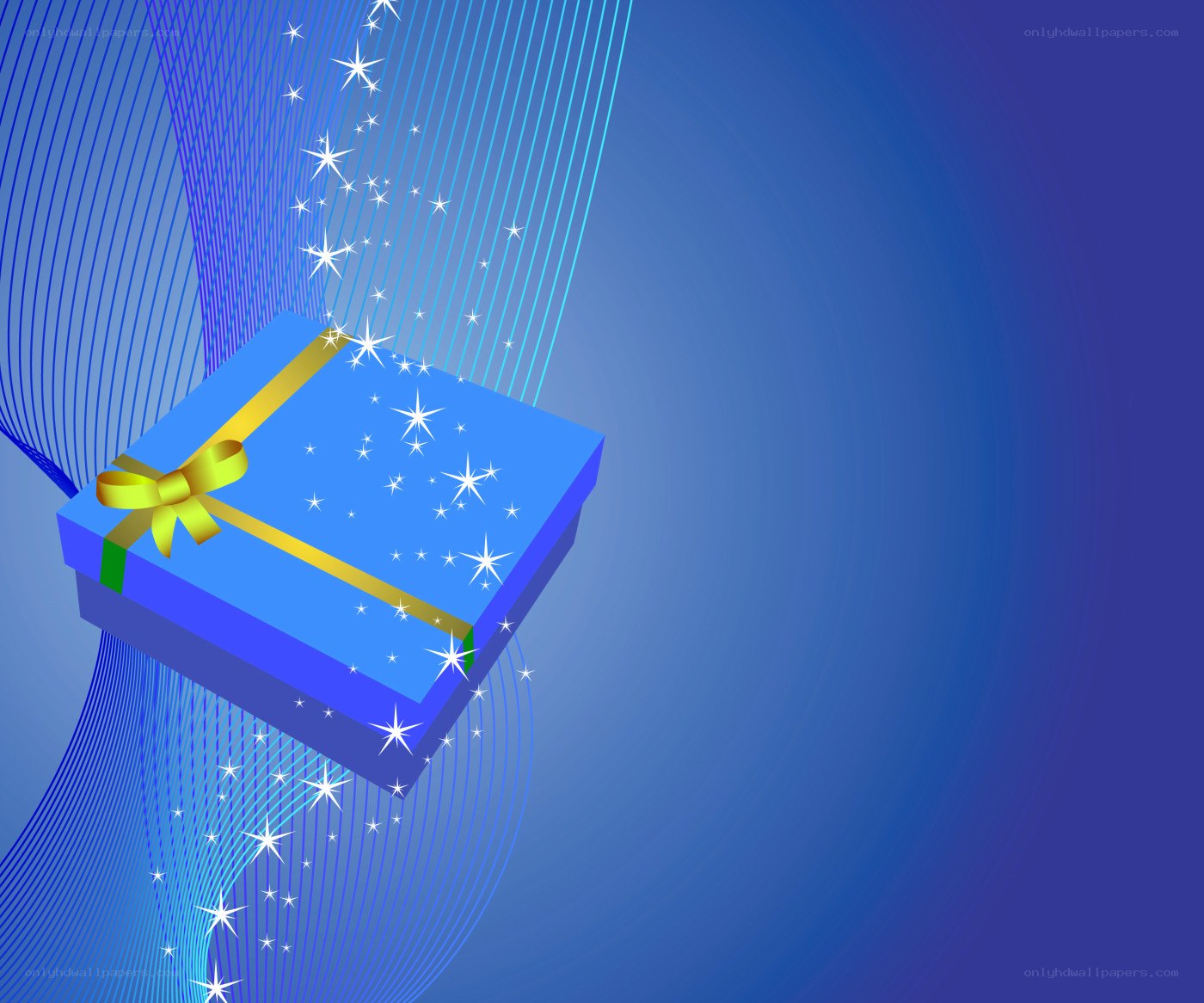 blue gift box with golden bow