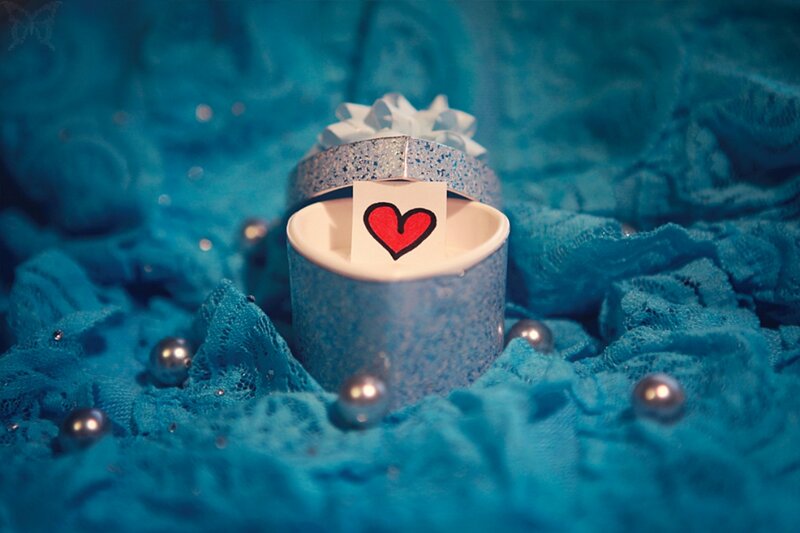 Blue Gift Box with Heart