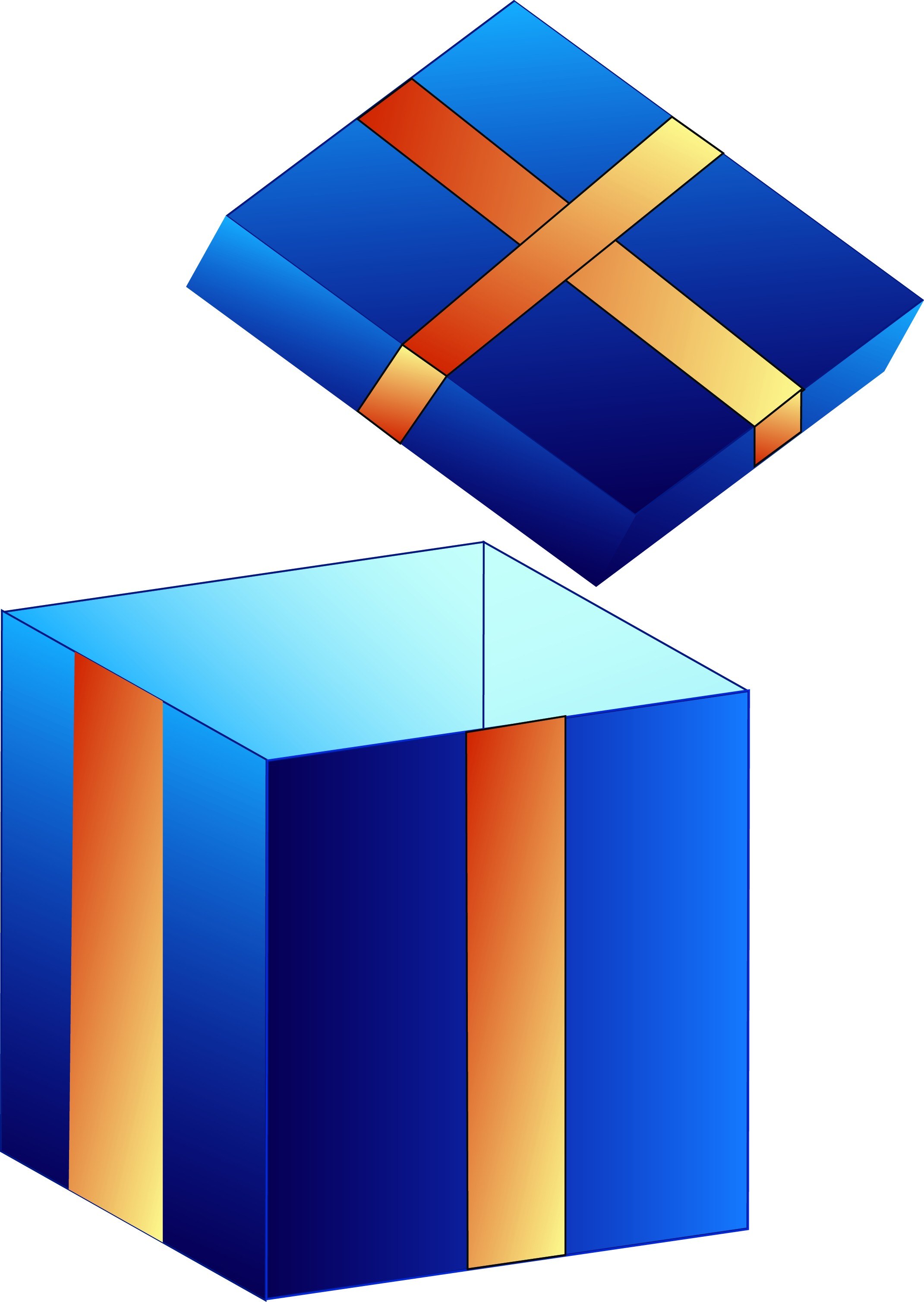 blue gift box with ribbon