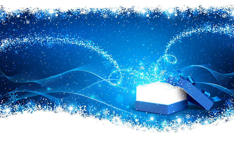 Blue Gift Box with Snowflakes