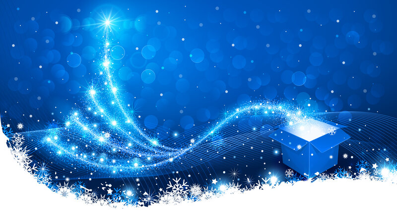 Blue Gift Box with Sparkles