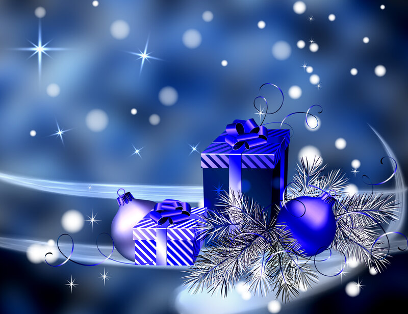 Blue Gift Boxes and Ornaments