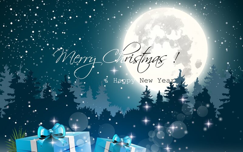 Blue Gift Boxes — Festive, Night