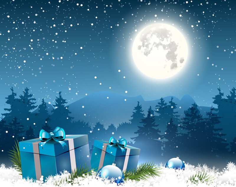 Blue Gift Boxes in Snow