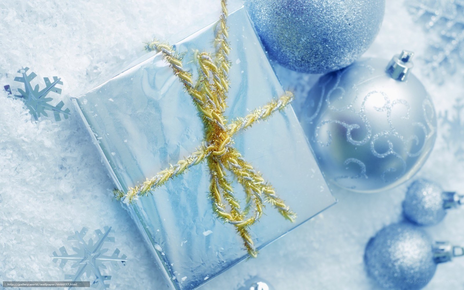 Blue gift with ornaments