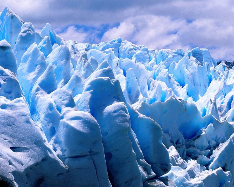 Blue Glacier Formations — Dramatic, Photograph, Ice, Clouds