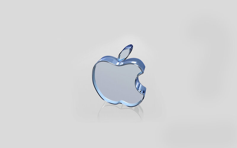 Blue glass Apple logo