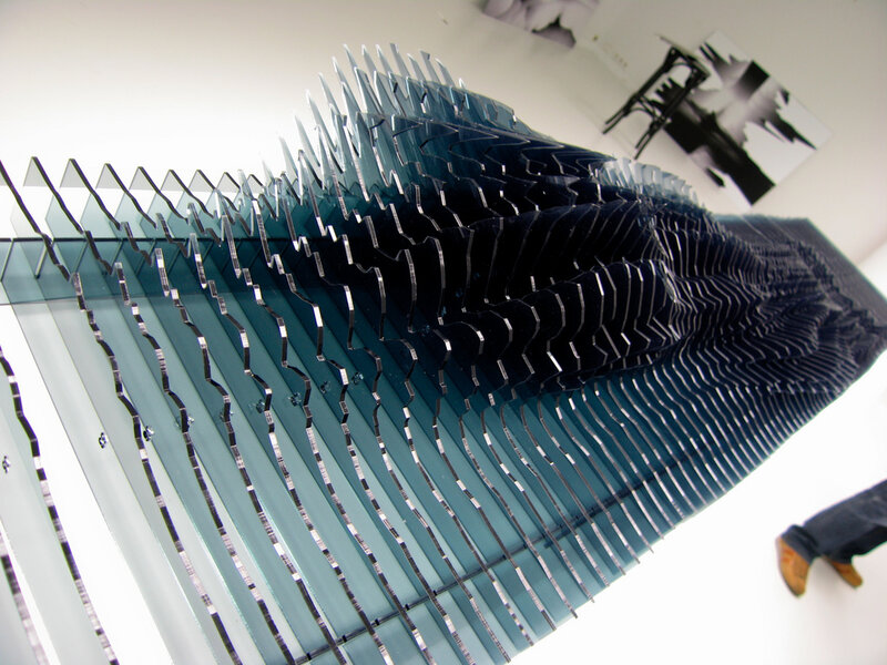 Blue glass art sculpture