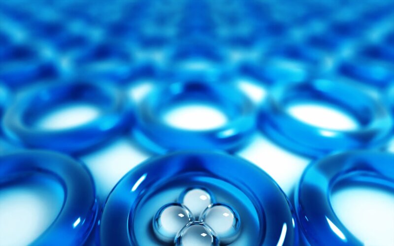 Blue glass beads in a pattern