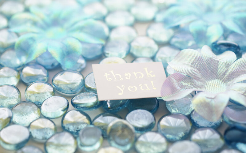 Blue Glass Beads with Card