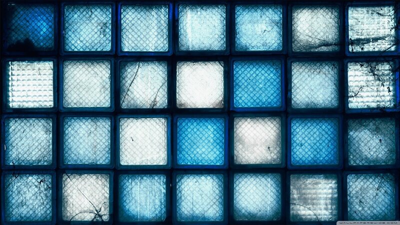 Blue Glass Blocks Wall — Neutral