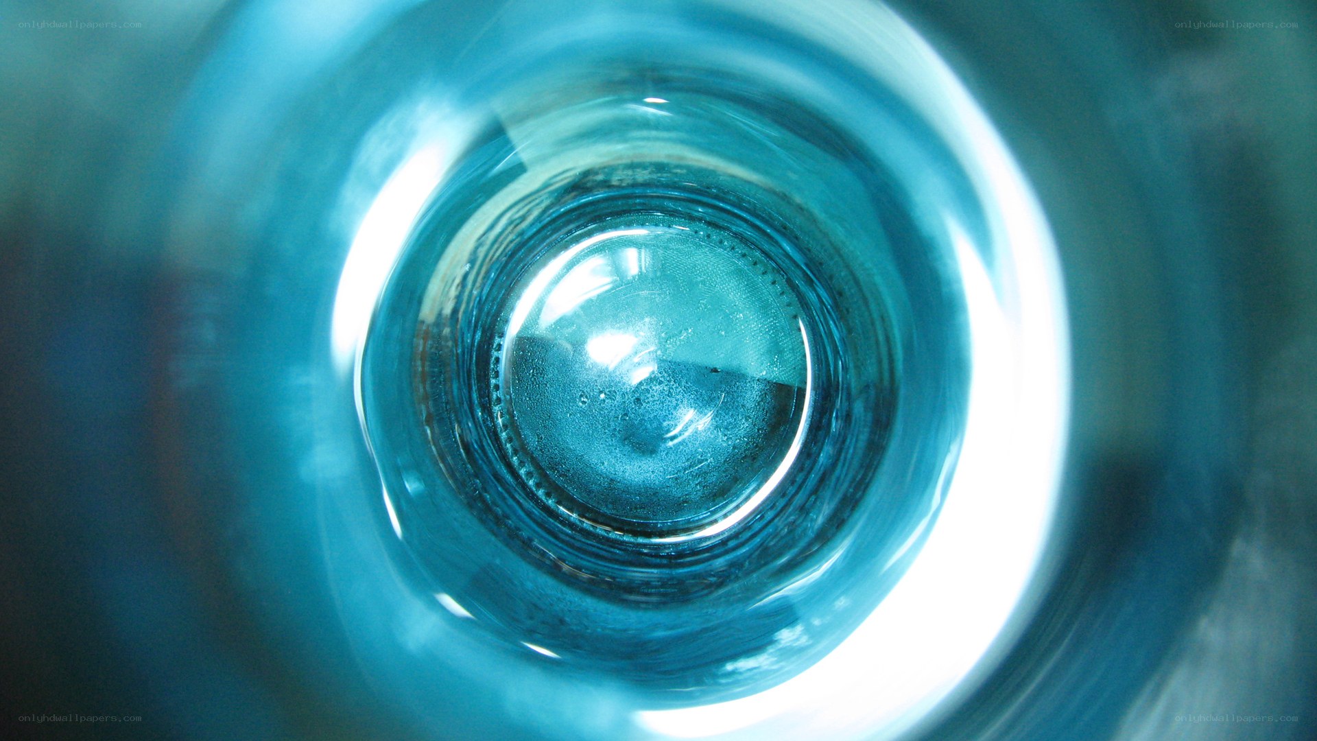 blue glass bottle interior