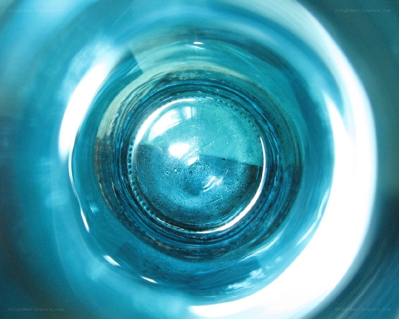 blue glass bottle interior