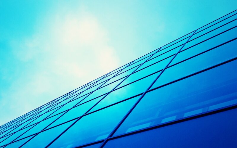 blue glass building facade