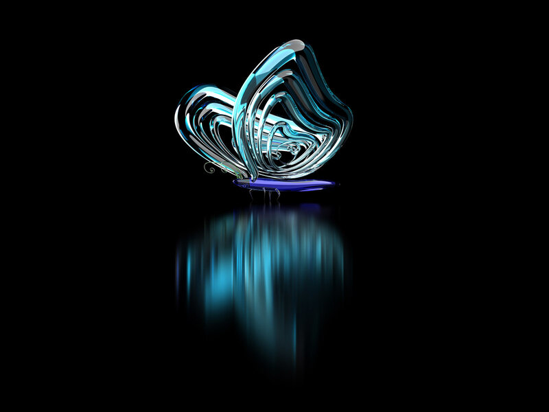 blue glass butterfly sculpture