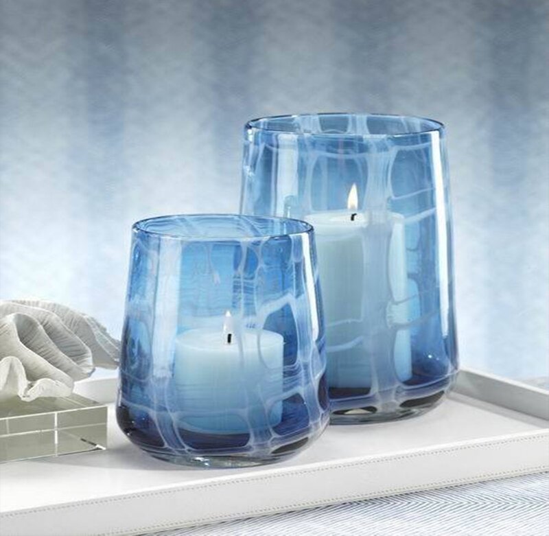 Blue Glass Candle Holders