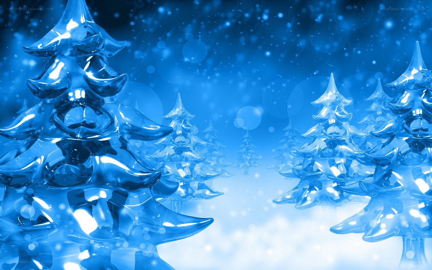 blue glass Christmas trees