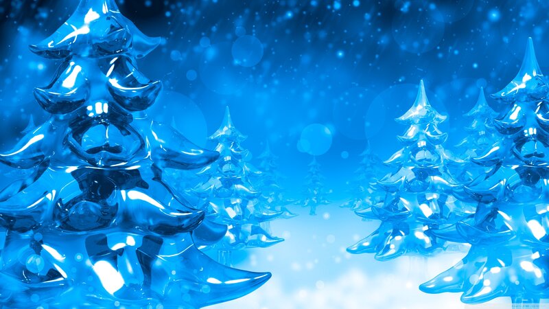 Blue Glass Christmas Trees — Frosty