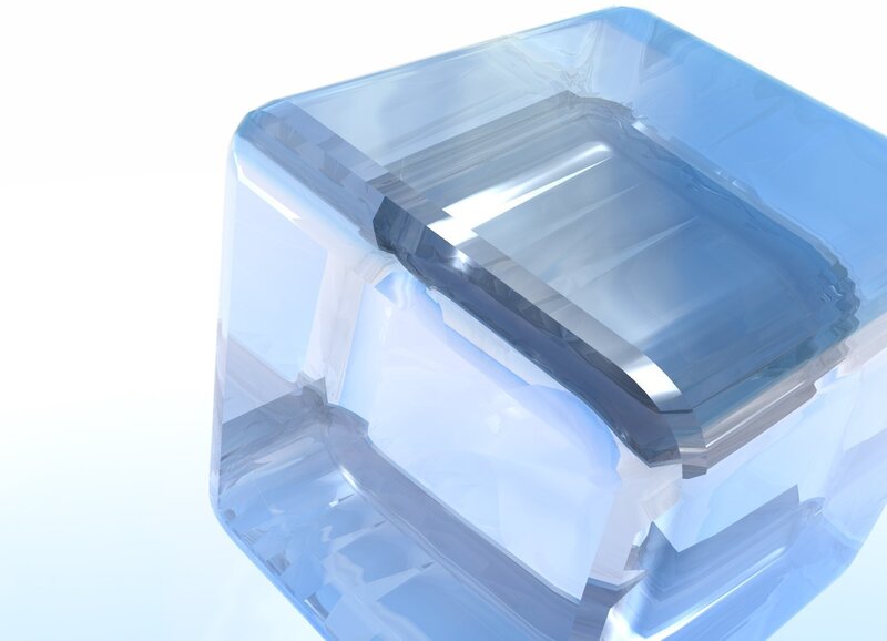 blue glass cube