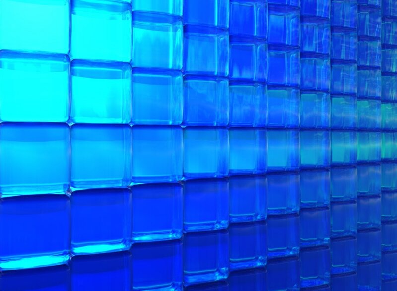 blue glass cube wall