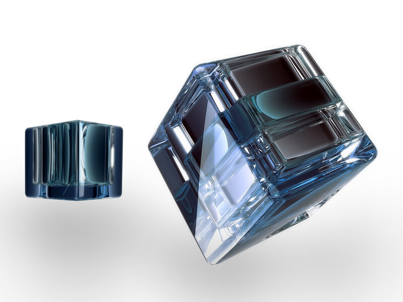 blue glass cubes