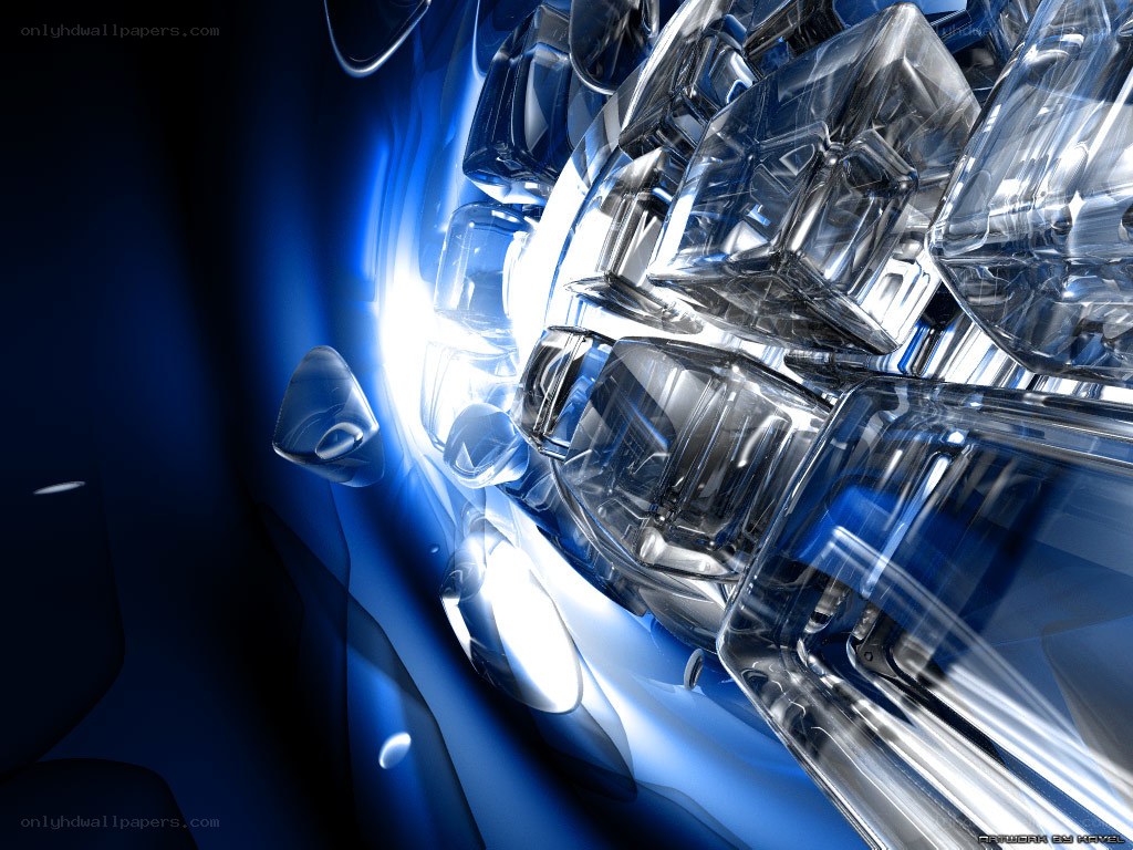 blue glass cubes abstract art